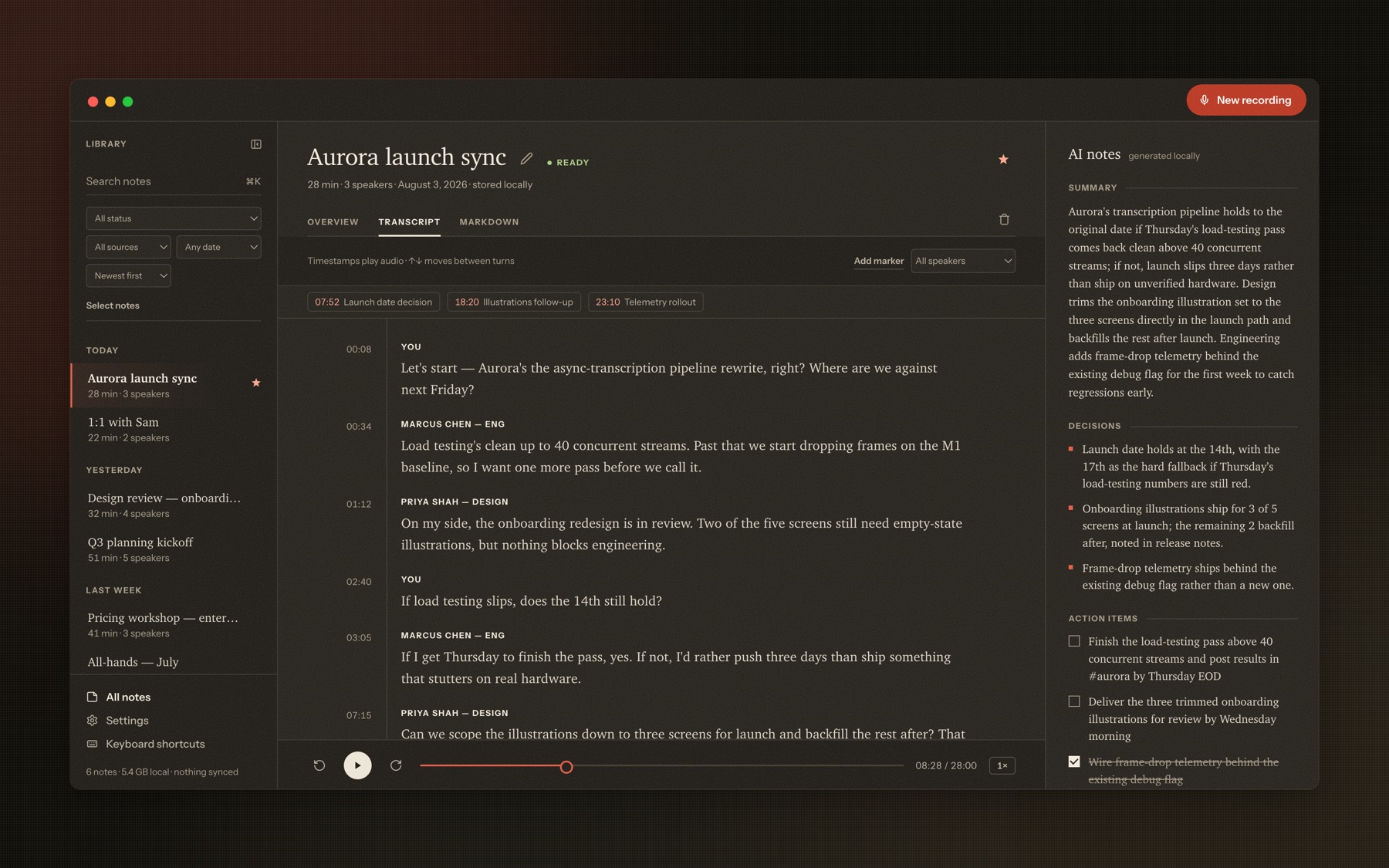Minute in dark mode
